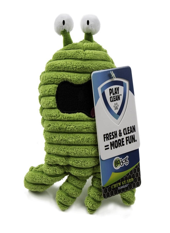 goDog PlayClean Germs Squeaky Plush Dog Toy with Odor-Eliminating Essential Oils, Chew Guard Technology - Green, Small - Image 4